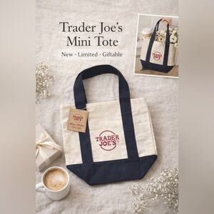 Trader Joe’s Mini Canvas Tote Bag NWT Rare Reusable Gift Bag